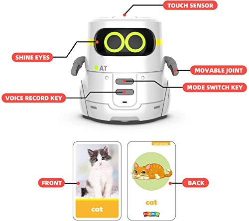 AT Educational Toys, Robot Kids Toddler Toys Robotic Interactive Learning Toys Games for Boys Girls 2 3 4 5 Year Old and Up,Talking Robots Partner with Touch Control Guess Card Game Singing Dancing from AT