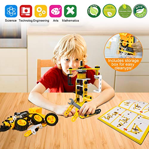 HOMETTER Educational Building Toys STEM Learning Kit, 8 in 1 Construction Blocks for Preschool Kids, 100 Pieces Engineering Toys Creative Set Gift for Boys and Girls Age 5 6 7 8 9 10+ Years Old by HomeTTER