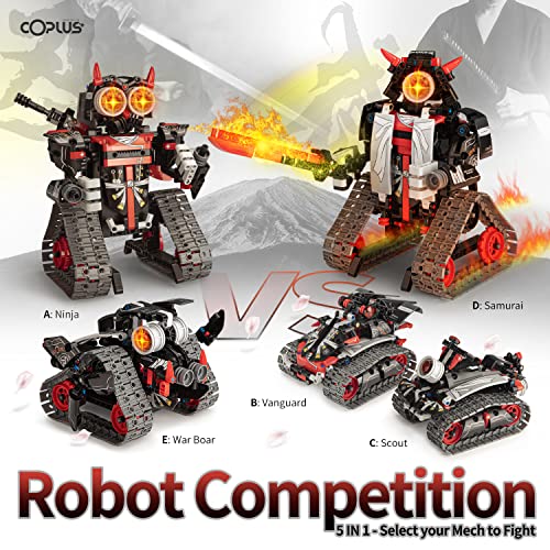 Coplus 5 in 1 STEM Robot Building Kit, APP & Remote Control Samurai/Ninja Go Blocks 419 Pcs, RC Toy for Kids Science Learning, DIY Educational Gift Set for Age 6 7 8 9 10 11 12+ Boys & Girls by QIHUI TOYS INDUSTRY