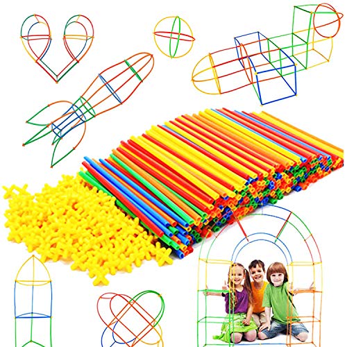 RAINBOW TOYFROG Straw Constructor STEM Building Toys 300 pcs Interlocking Plastic Educational Toys Engineering Building Blocks -Construction Blocks- Kids Toy for 3-12 Year Old Boys and Girls by RAINBOW TOYFROG