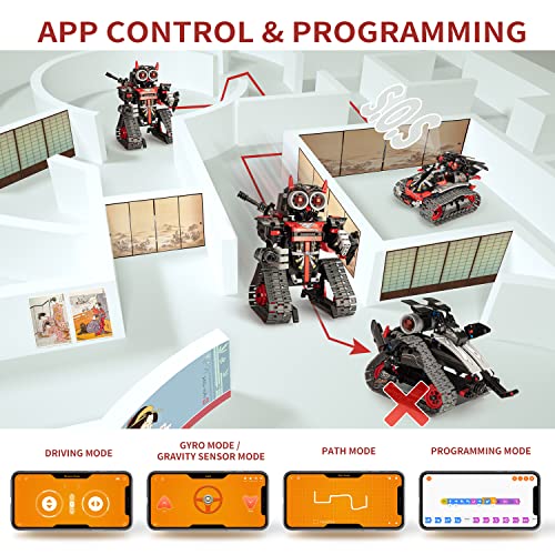 Coplus 5 in 1 STEM Robot Building Kit, APP & Remote Control Samurai/Ninja Go Blocks 419 Pcs, RC Toy for Kids Science Learning, DIY Educational Gift Set for Age 6 7 8 9 10 11 12+ Boys & Girls by QIHUI TOYS INDUSTRY
