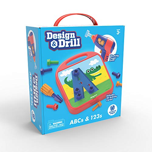 Educational Insights Design & Drill ABCs & 123s, 90 Pieces with Drill Toy, Learn Letters, Kids Drill Sets, Preschool & Toddler STEM Toy for Home & Classroom, Ages 3+ from Educational Insights