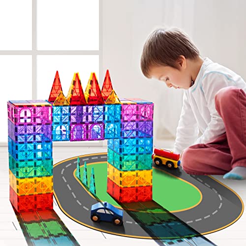 GobiDex Magnetic Tiles 102PCS Kids Magnet Toys for 3+ Year Old Boys and Girls STEM Magnetic Blocks Educational Construction Gift for Age 3-10 from GobiDex
