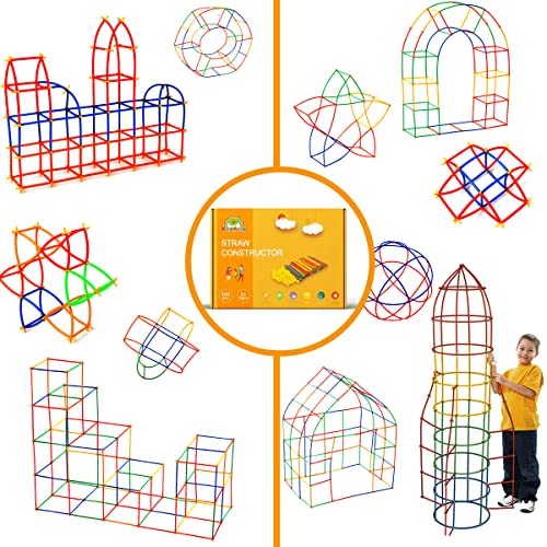 RAINBOW TOYFROG Straw Constructor STEM Building Toys 300 pcs Interlocking Plastic Educational Toys Engineering Building Blocks -Construction Blocks- Kids Toy for 3-12 Year Old Boys and Girls by RAINBOW TOYFROG