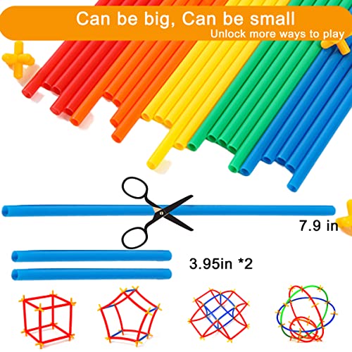 RAINBOW TOYFROG Straw Constructor STEM Building Toys 300 pcs Interlocking Plastic Educational Toys Engineering Building Blocks -Construction Blocks- Kids Toy for 3-12 Year Old Boys and Girls by RAINBOW TOYFROG