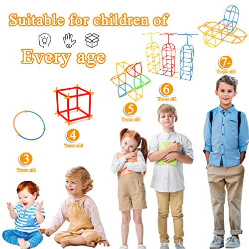 RAINBOW TOYFROG Straw Constructor STEM Building Toys 300 pcs Interlocking Plastic Educational Toys Engineering Building Blocks -Construction Blocks- Kids Toy for 3-12 Year Old Boys and Girls by RAINBOW TOYFROG