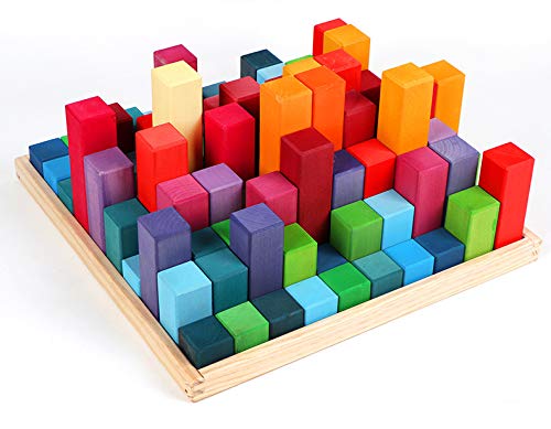 moderngenic 'Pyramid' Rainbow X-Large 100 Piece Blocks, Wooden Toys for Kids, Geometric Stacking Educational Building Blocks from Yiwu Yina Arts and Crafts CO., LTD