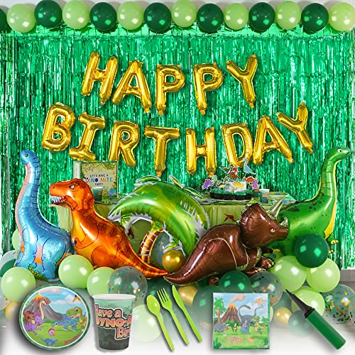 Partyville Dinosaur Party Decorations - Dinosaur Birthday Party Supplies 184 Pcs w/Most Dinosaur Party Supplies - Birthday Party Decorations - Dinosaur Birthday Decorations w/Plates Cups Cutlery by Luxxis Limited