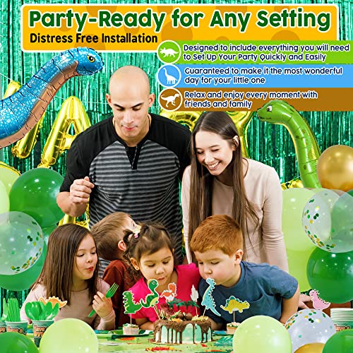 Partyville Dinosaur Party Decorations - Dinosaur Birthday Party Supplies 184 Pcs w/Most Dinosaur Party Supplies - Birthday Party Decorations - Dinosaur Birthday Decorations w/Plates Cups Cutlery by Luxxis Limited