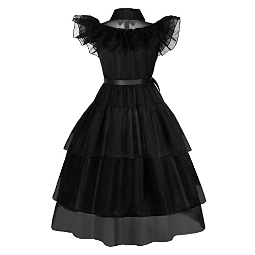 SPORTBANG Wednesday Addams Costume Dress for Girls Wednesday Cosplay Costume Halloween Outfit (A, 120) by 