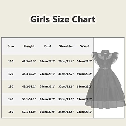 SPORTBANG Wednesday Addams Costume Dress for Girls Wednesday Cosplay Costume Halloween Outfit (A, 120) by 