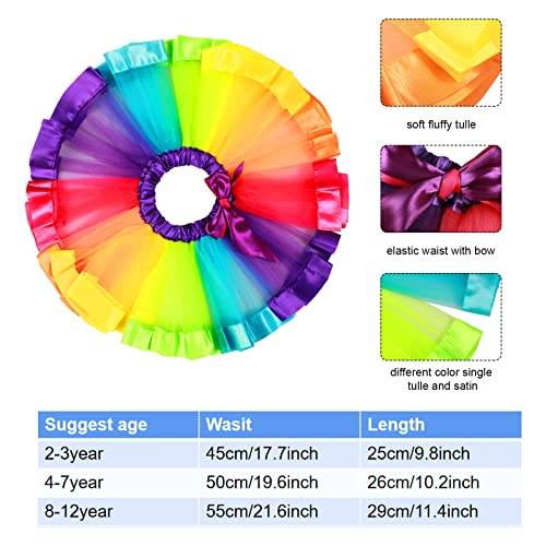 6 Pcs Girl Clown Costume Kids Set Include Rainbow Tutu Skirt Socks Wig Nose Bow Shoulder Strap For Christmas Carnival Party (4-7 Years) from Tigeen