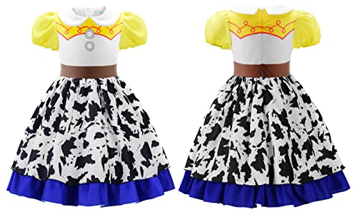 Uplus ME Cowgirl Costume Girls Cowgirl Dress Jessie Costume Halloween Party Princess Dress Up Outfit with Red Cowboy Hat (5-6 Years/120) from Uplus ME