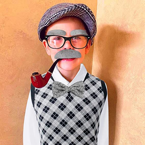 ATTBEA Old Man Costume for Kids 100 Days of School Costume for Boys with Old Man Hat, Old Person Glasses, Costume Cane Grandpa Vest from 