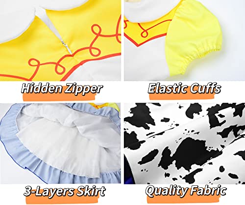 Uplus ME Cowgirl Costume Girls Cowgirl Dress Jessie Costume Halloween Party Princess Dress Up Outfit with Red Cowboy Hat (5-6 Years/120) from Uplus ME