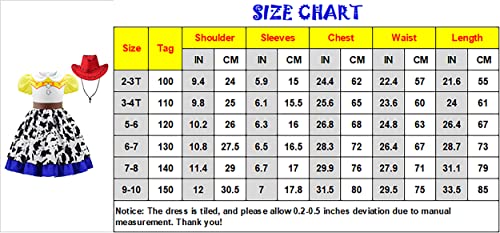 Uplus ME Cowgirl Costume Girls Cowgirl Dress Jessie Costume Halloween Party Princess Dress Up Outfit with Red Cowboy Hat (5-6 Years/120) from Uplus ME