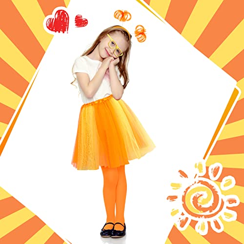4 Pcs Orange Costume Accessories Girls Costume Suit Orange Head Bopper Layered Tulle Tutu Skirt Glasses with Socks for Women Girls Cosplay Party from Taiyin
