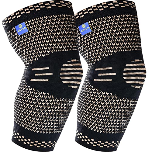 ABYON Medical Grade Copper Elbow Compression Sleeveï¼1 Pairï¼Highest Copper Content Elbow Brace for Tendonitis,Arthritis,Golf Elbow and Tennis Elbow Treatment,Breathable and Supportive Elbow Brace Reduce Joint Pain for Men and Women by Meili