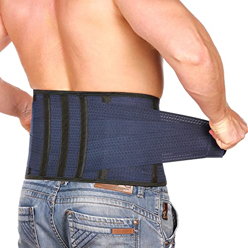 Back Support Lower Back Brace Provides Back Pain Relief - Breathable Lumbar Support Belt for Men and Women Keeps Your Spine Straight and Safe - Large Size 38"- 45" at Navel Level by AVESTON