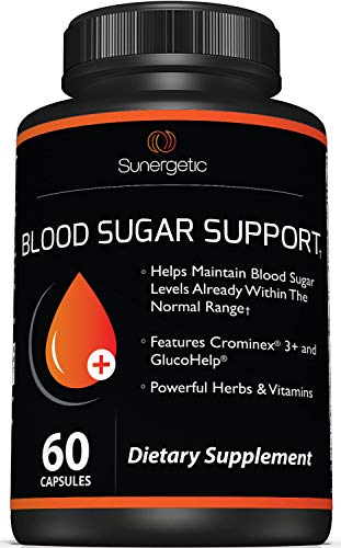 Premium Blood Sugar Support SupplementâSupports Healthy Blood Sugar Levels Already Within Normal Range â Includes Bitter Melon Extract, Vanadium, Chromium, Cinnamon, & Alpha Lipoic Acid-60 Capsules by Sunergetic