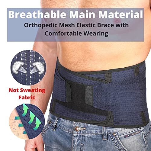 Back Support Lower Back Brace Provides Back Pain Relief - Breathable Lumbar Support Belt for Men and Women Keeps Your Spine Straight and Safe - Large Size 38"- 45" at Navel Level by AVESTON