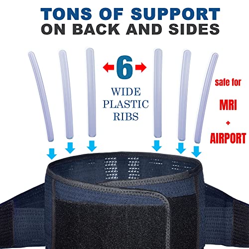 Back Support Lower Back Brace Provides Back Pain Relief - Breathable Lumbar Support Belt for Men and Women Keeps Your Spine Straight and Safe - Large Size 38"- 45" at Navel Level by AVESTON