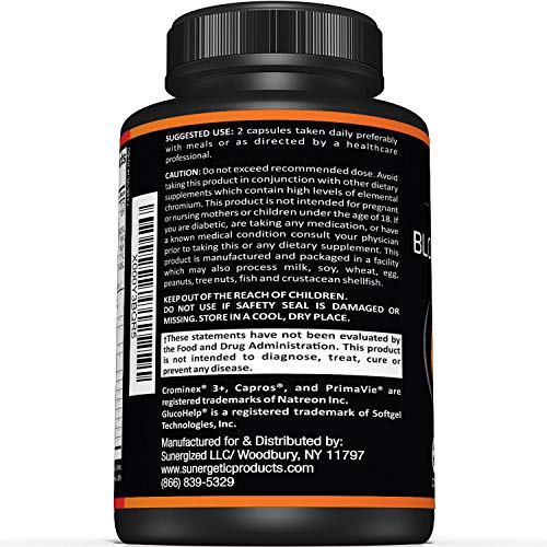 Premium Blood Sugar Support SupplementâSupports Healthy Blood Sugar Levels Already Within Normal Range â Includes Bitter Melon Extract, Vanadium, Chromium, Cinnamon, & Alpha Lipoic Acid-60 Capsules by Sunergetic