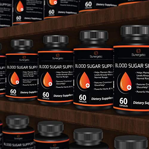 Premium Blood Sugar Support SupplementâSupports Healthy Blood Sugar Levels Already Within Normal Range â Includes Bitter Melon Extract, Vanadium, Chromium, Cinnamon, & Alpha Lipoic Acid-60 Capsules by Sunergetic