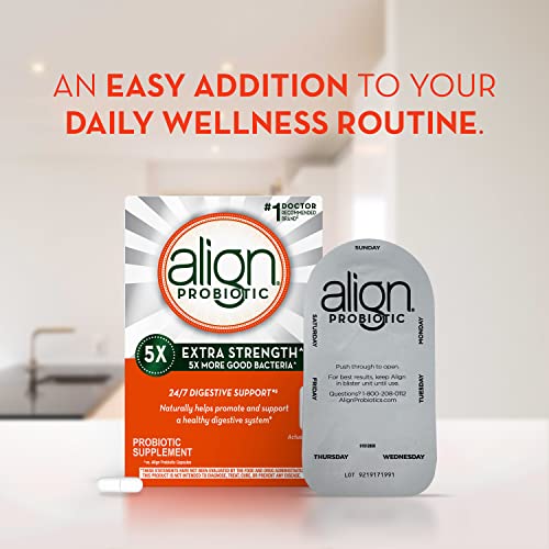 Align Probiotic Extra Strength, #1 Doctor Recommended Brand, 5X more good bacteria to Help support a healthy digestive system, 42 Capsules from Procter & Gamble - HABA Hub