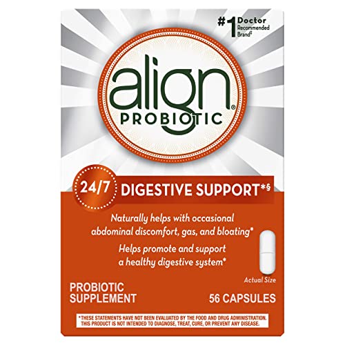 Align Probiotic, #1 Doctor Recommended Brand, Helps with Occasional Gas, Abdominal Discomfort, Bloating to Support a Healthy Digestive System 24/7, 56 Capsules from Align