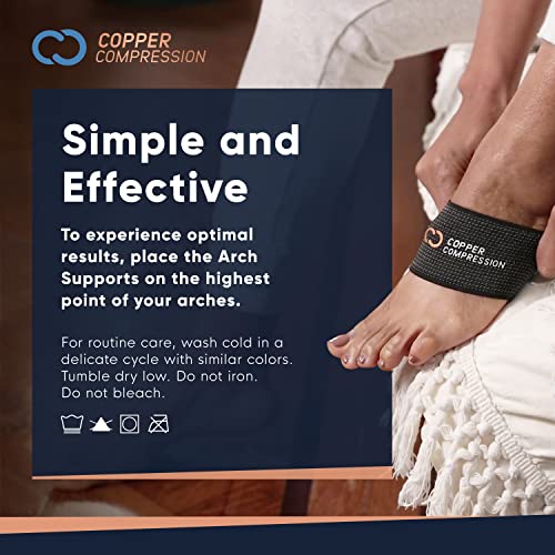 Copper Compression Copper Arch Support - 2 Plantar Fasciitis Braces/Sleeves. Guaranteed Highest Copper Content. Foot Care, Heel Spurs, Feet Pain, Flat Arches (1 Pair Black - One Size Fits All) by Copper Compression
