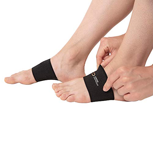 Copper Compression Copper Arch Support - 2 Plantar Fasciitis Braces/Sleeves. Guaranteed Highest Copper Content. Foot Care, Heel Spurs, Feet Pain, Flat Arches (1 Pair Black - One Size Fits All) by Copper Compression