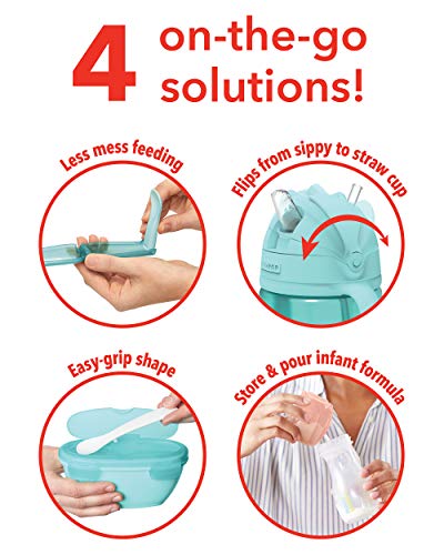 Skip Hop Baby Feeding Travel Set, Easy-Pack Baby Shower Gift Set, 6pc, Soft Teal from AmazonUs/SKCV9
