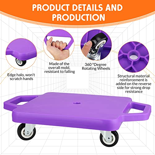 8 Pieces Sports Scooter Board Bulk Sitting Scooter Board Plastic Casters with Handles Sport Flat Scooter for Kids Children Gym Indoor Outdoor Activities Play Equipment from Jerify