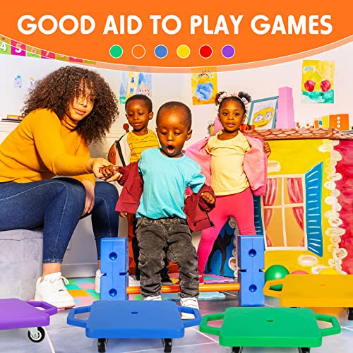 8 Pieces Sports Scooter Board Bulk Sitting Scooter Board Plastic Casters with Handles Sport Flat Scooter for Kids Children Gym Indoor Outdoor Activities Play Equipment from Jerify