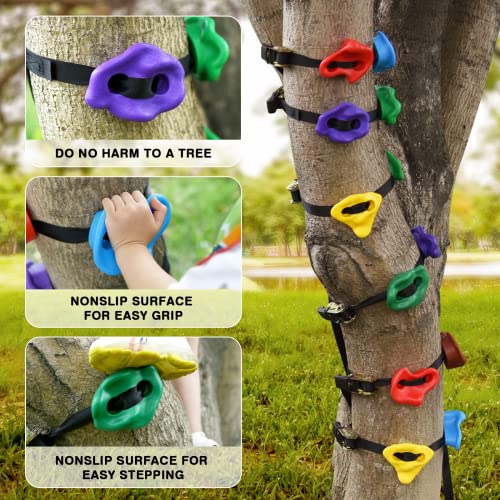 TOPNEW 20 Ninja Tree Climbing Holds for Kids Climber, Adult Climbing Rocks with 6 Ratchet Straps for Outdoor Ninja Warrior Obstacle Course Training by wersea