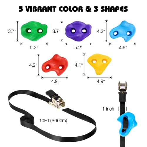 TOPNEW 20 Ninja Tree Climbing Holds for Kids Climber, Adult Climbing Rocks with 6 Ratchet Straps for Outdoor Ninja Warrior Obstacle Course Training by wersea