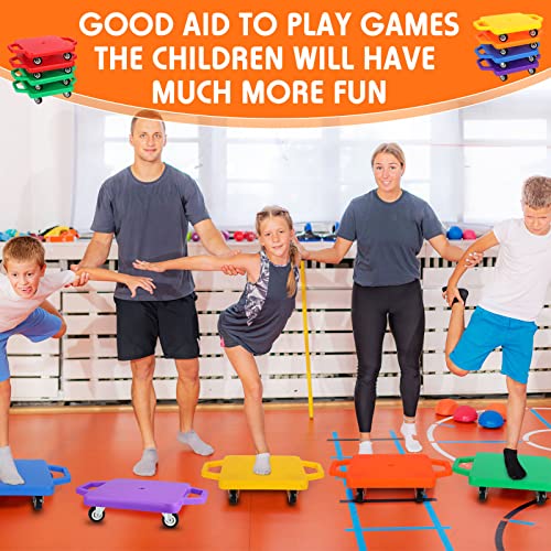 8 Pieces Sports Scooter Board Bulk Sitting Scooter Board Plastic Casters with Handles Sport Flat Scooter for Kids Children Gym Indoor Outdoor Activities Play Equipment from Jerify