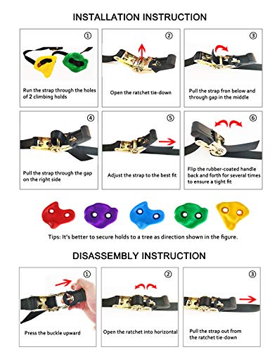 TOPNEW 20 Ninja Tree Climbing Holds for Kids Climber, Adult Climbing Rocks with 6 Ratchet Straps for Outdoor Ninja Warrior Obstacle Course Training by wersea