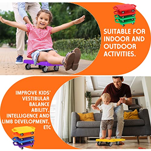 8 Pieces Sports Scooter Board Bulk Sitting Scooter Board Plastic Casters with Handles Sport Flat Scooter for Kids Children Gym Indoor Outdoor Activities Play Equipment from Jerify