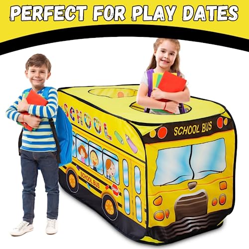 Liberty Imports Kids Pop Up Play Tent - Foldable Indoor and Outdoor Playhouse for Toddlers, Boys and Girls (School Bus) from Liberty Imports