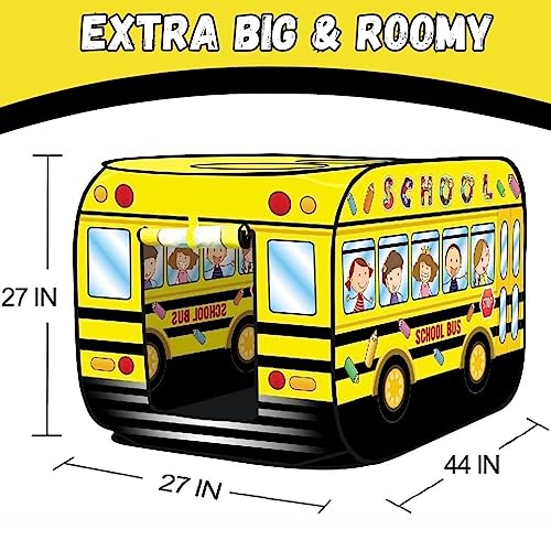Liberty Imports Kids Pop Up Play Tent - Foldable Indoor and Outdoor Playhouse for Toddlers, Boys and Girls (School Bus) from Liberty Imports