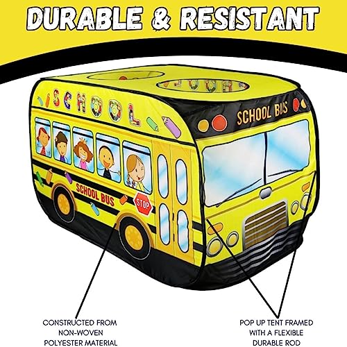 Liberty Imports Kids Pop Up Play Tent - Foldable Indoor and Outdoor Playhouse for Toddlers, Boys and Girls (School Bus) from Liberty Imports