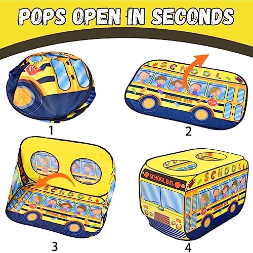 Liberty Imports Kids Pop Up Play Tent - Foldable Indoor and Outdoor Playhouse for Toddlers, Boys and Girls (School Bus) from Liberty Imports