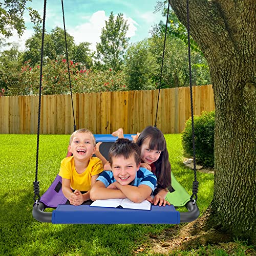 Tonahutu 60 Inch Platform Tree Swing for Kids and Adults 440LB Weight Capacity Waterproof Durable Steel Frame Giant Flying Saucer Indoor Outdoor Swing Set with Straps, Carabiners, Easy to Install from Tonahutu