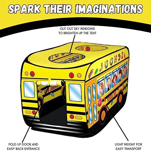 Liberty Imports Kids Pop Up Play Tent - Foldable Indoor and Outdoor Playhouse for Toddlers, Boys and Girls (School Bus) from Liberty Imports