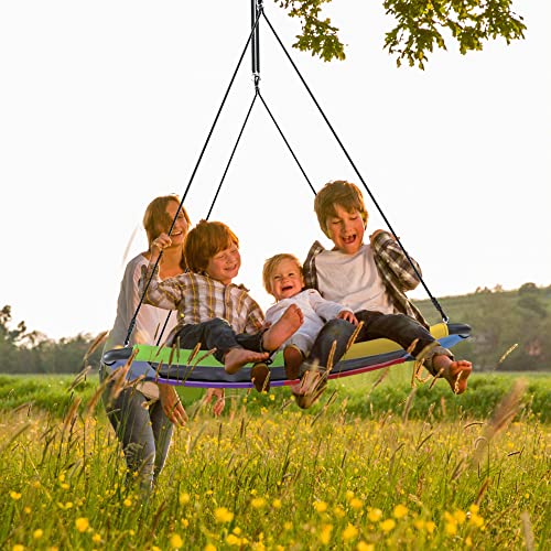 Tonahutu 60 Inch Platform Tree Swing for Kids and Adults 440LB Weight Capacity Waterproof Durable Steel Frame Giant Flying Saucer Indoor Outdoor Swing Set with Straps, Carabiners, Easy to Install from Tonahutu