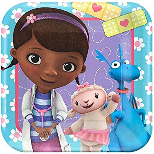 Amscan 541352 Square Plates | Disney Doc McStuffins Collection | 8 pcs | Party Accessory,Blue/Purple,7" from American Greetings- Toys