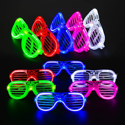25 Packs LED Glasses 5 Neon Colors Glow In The Dark Party Supplies Favor for Kids Adultï¼ Light up toy Glasses fit Holiday Birthday Valentine's Day and Halloween Cosplay Replaceable battery from Fathi