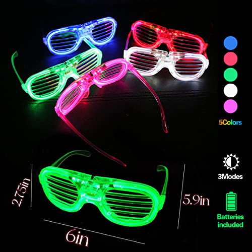 25 Packs LED Glasses 5 Neon Colors Glow In The Dark Party Supplies Favor for Kids Adultï¼ Light up toy Glasses fit Holiday Birthday Valentine's Day and Halloween Cosplay Replaceable battery from Fathi